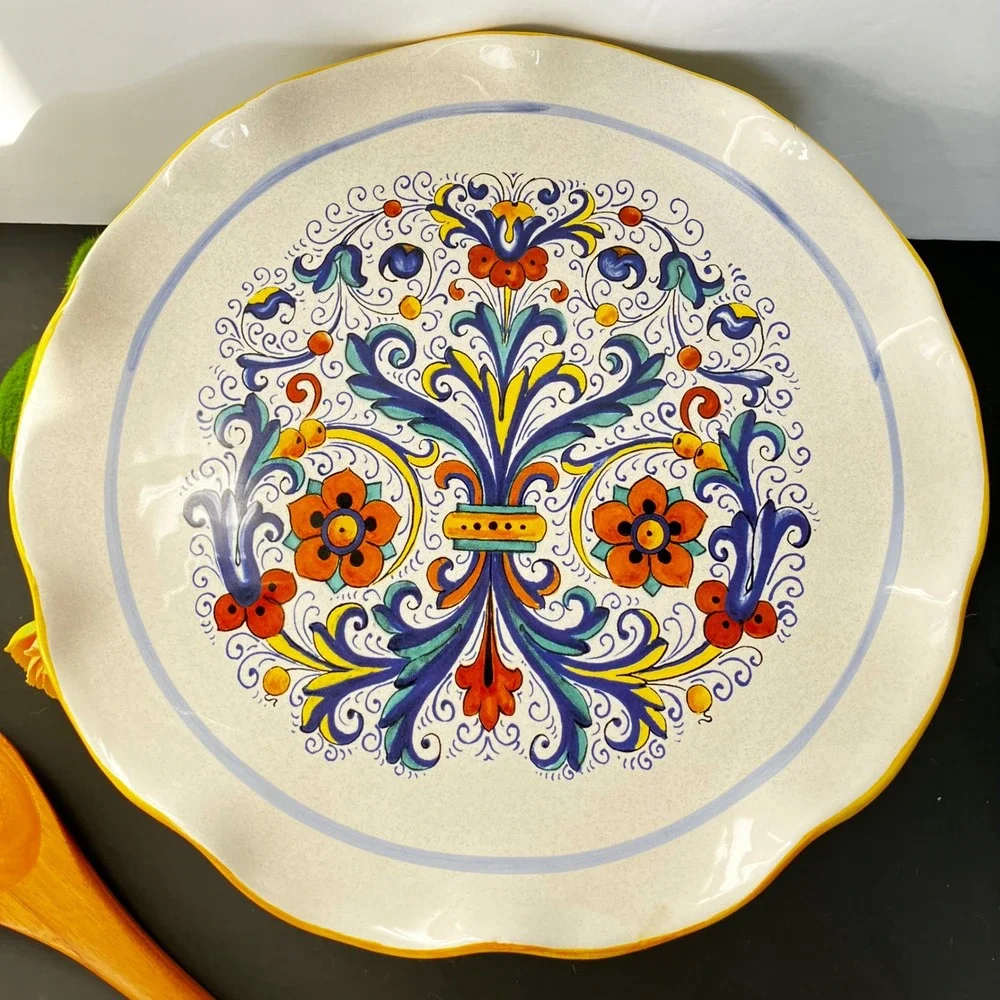 Ceramica Nova Deruta Cake Stand 11in Multicolor Hand Painted Italy Pedestal